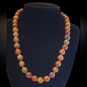 Vtg. Handmade Creek Jasper Necklace